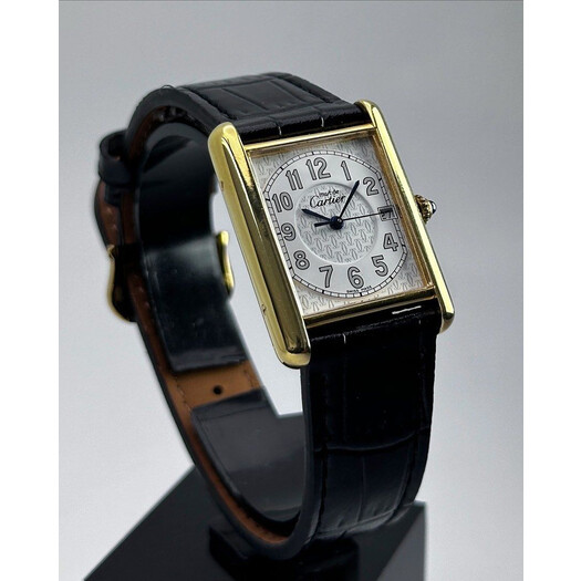 25mm • 2000s Cartier Tank Vermeil Must de XL ref.2413 Gold Plated Quartz